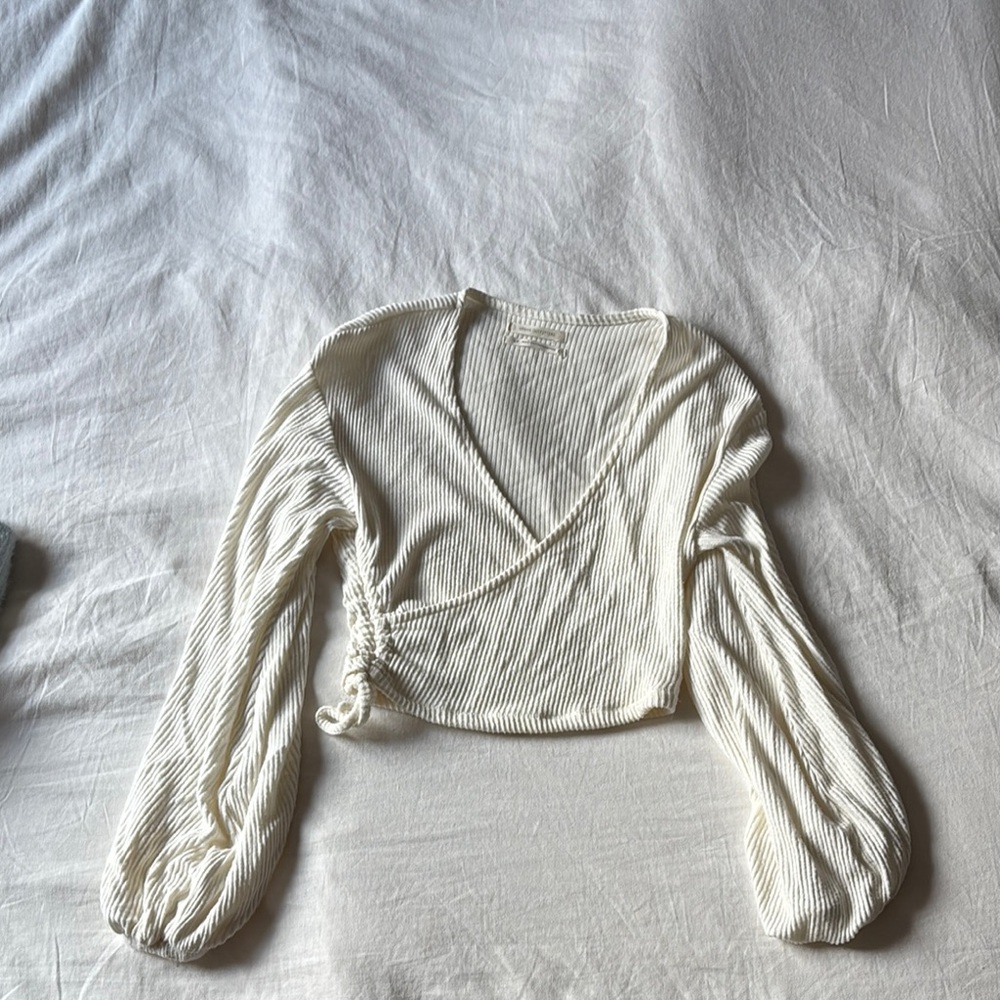 Cream sweater crop top